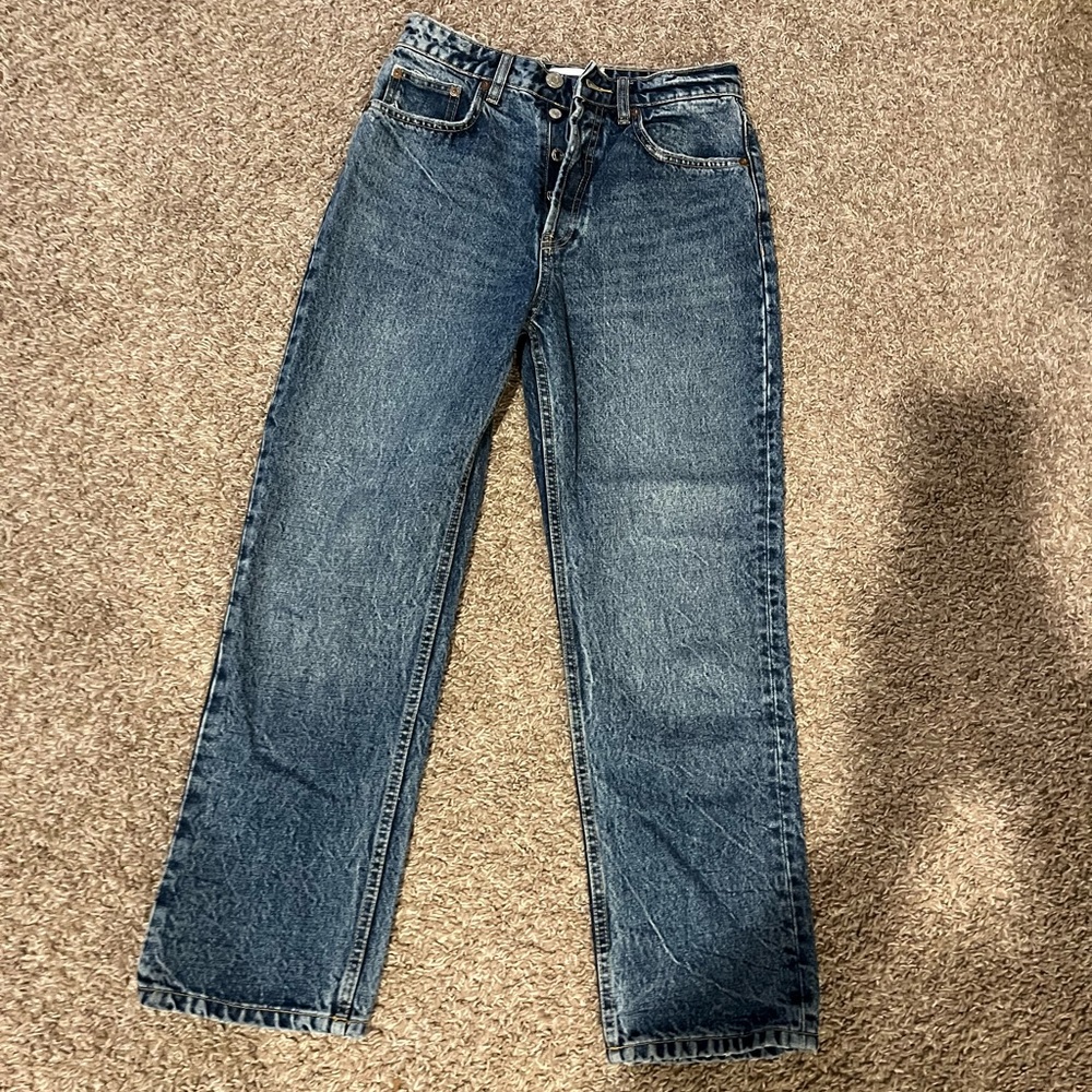 zara straight leg high rise jeans size 4/size 26